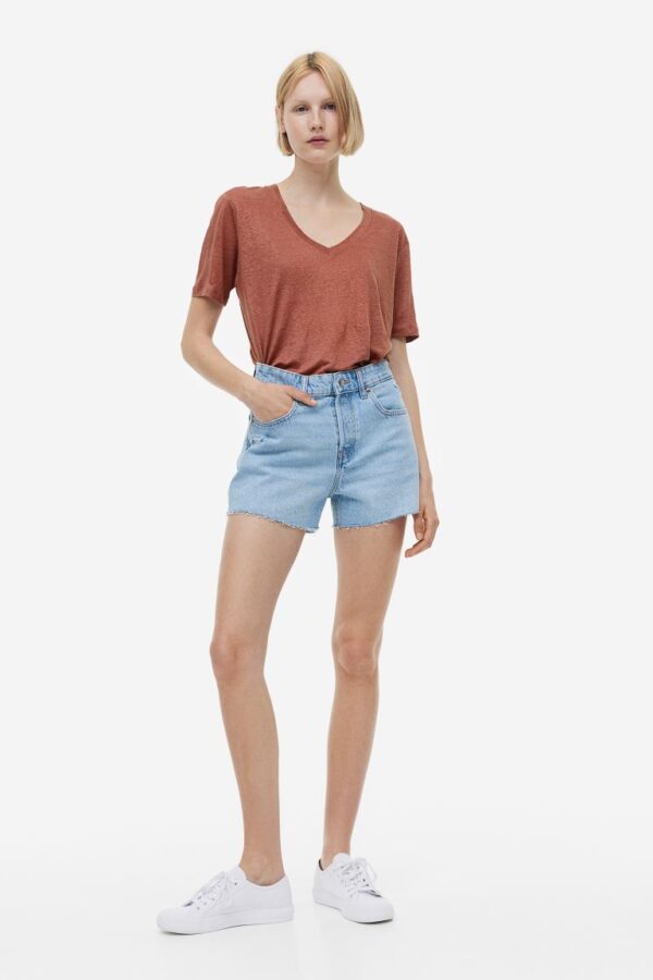 V-neck linen T-shirt - Зображення 2