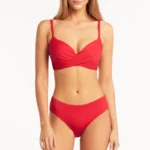 Eco Essentials Cross Front Moulded Cup Bra - Red